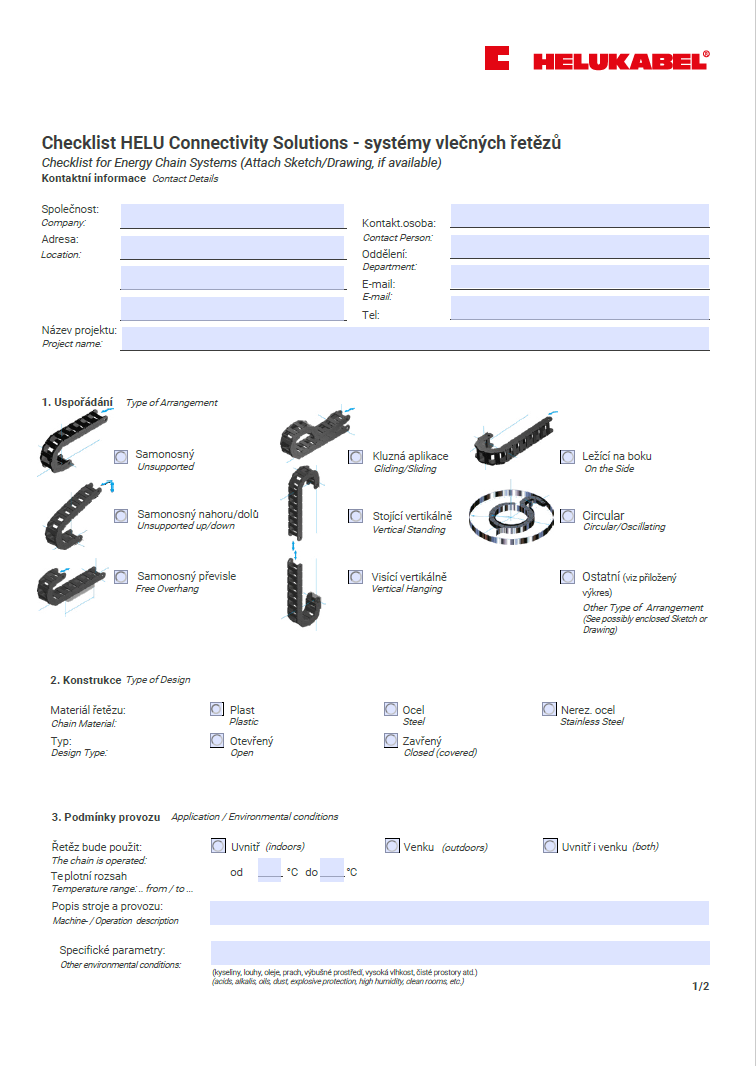 Formulář pro systémy vlečných řetězů (CZ/EN)